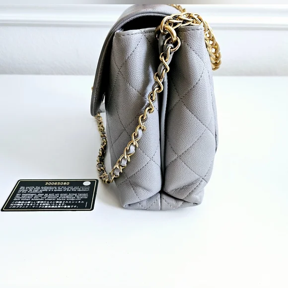 Chanel Gray Caviar Leather Top Handle Two-way Flap Bag - Picture 5 of 16